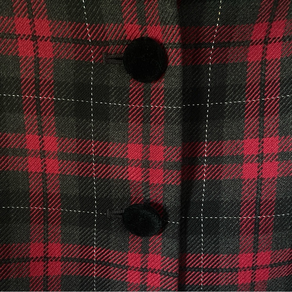 Kasper vintage tartan women’s jacket size 8 velvet collar dark academia preppy - Picture 6 of 9